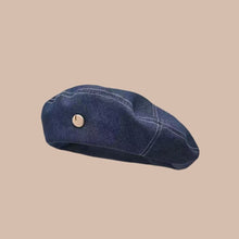Women's Heart Printed Washed Denim Beret