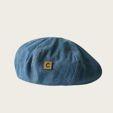 Women's Heart Printed Washed Denim Beret
