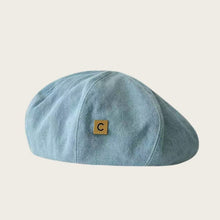 Women's Heart Printed Washed Denim Beret